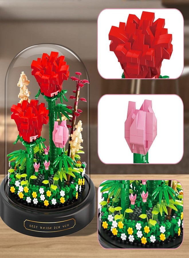 Linkowin Flower Bouquet Building Set - 593PCS Rose Flower Plants for Botanical Collection - Romantic Gift for Mother's Day, Valentine's Day, Women's Day - Image 3